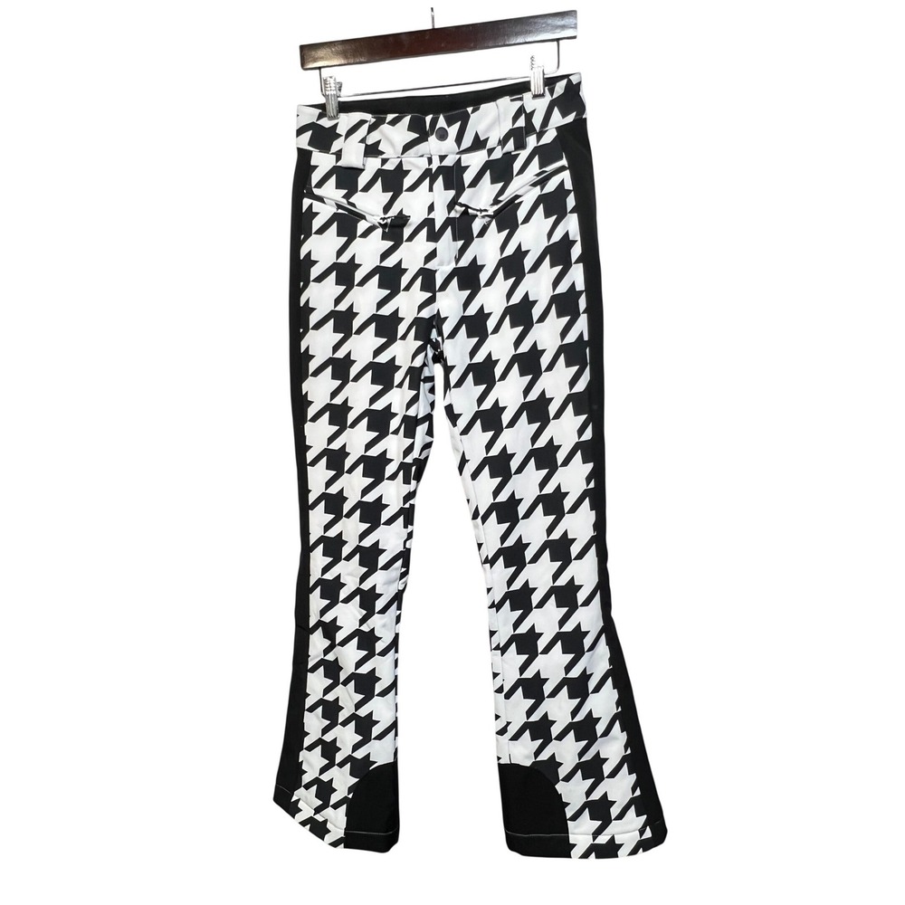 GSOU SNOW Womens Houndstooth Ski Snowboard Pants Black White Slim Fit XS